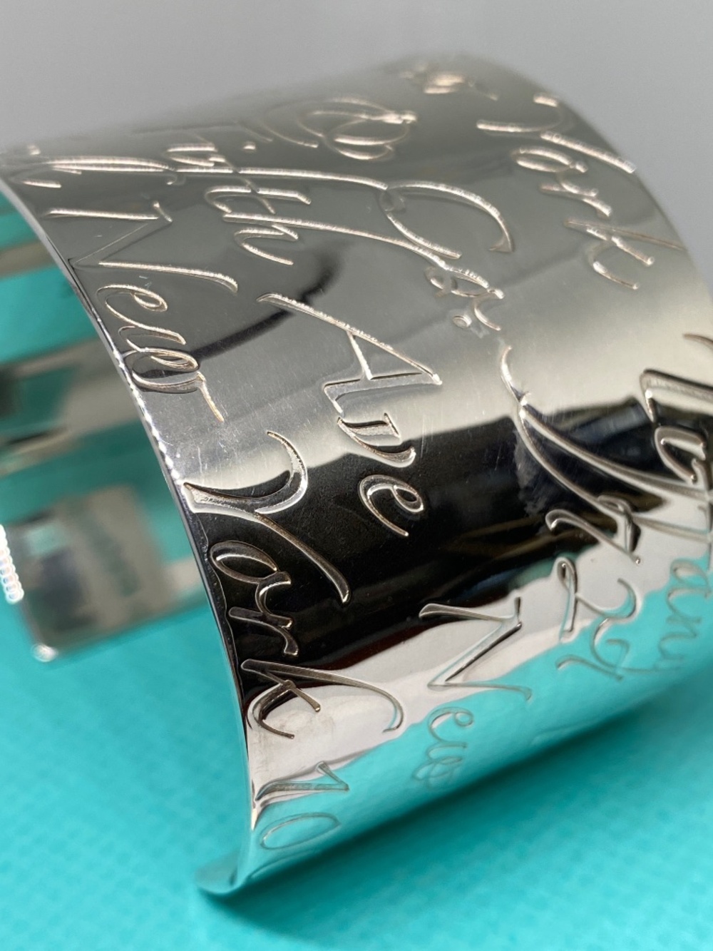 New Tiffany & Co Sterling Silver Notes Collection Wide Script Cuff Bracelet - Picture 6 of 7